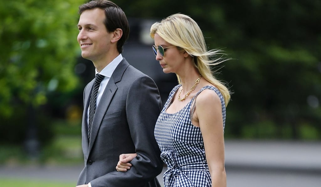 Jared Kushner and Ivanka Trump make their way across the South Lawn to board Marine One at the White House in Washington, DC. Kusahner’s name was dragged into a controversy over the promotion of a property investment in China. Photo: AFP Jared Kushner and Ivanka Trump make their way across the South Lawn to board Marine One at the White House in Washington, DC. Kusahner’s name was dragged into a controversy over the promotion of a property investment in China. Photo: AFP