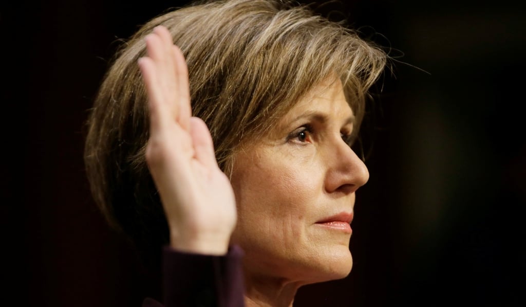 Former acting US Attorney General Sally Yates is sworn in prior to testifying before a Senate Judiciary Committee hearing on Russian interference in the 2016 election. Photo: Reuters