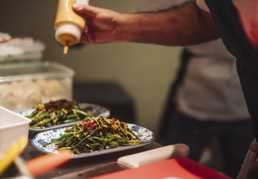 Warm morning glory salad.