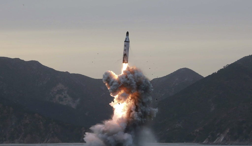 North Korea tests a sub-launched missile in April 2016. Photo: EPA North Korea tests a sub-launched missile in April 2016. Photo: EPA