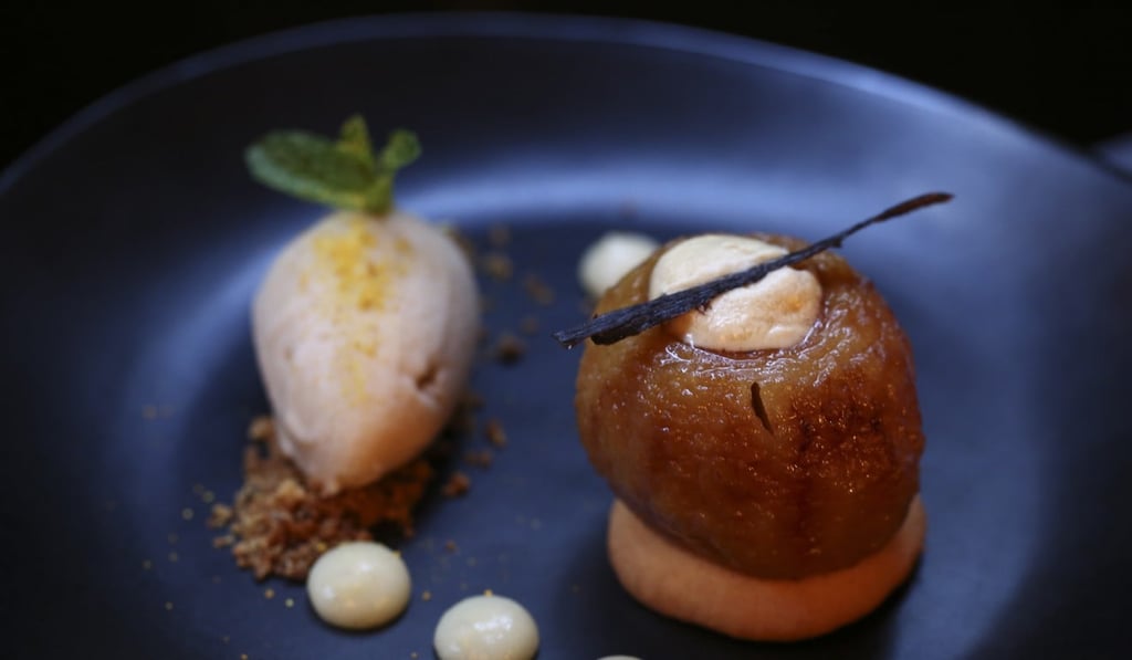 Pomme au four (baked apple) dessert from Le Bistro Winebeast in Wan Chai. Photo: Jonathan Wong