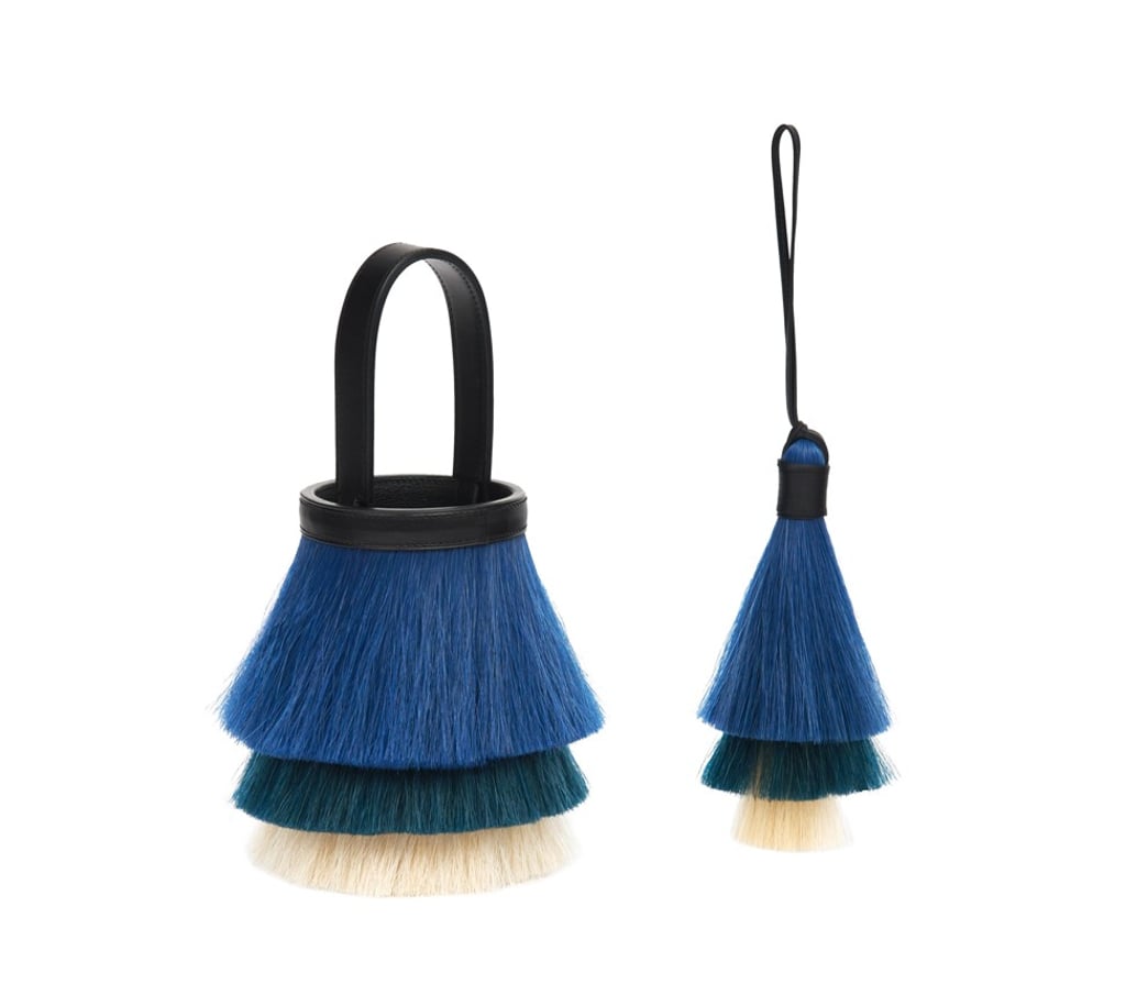 If the fringed bucket bag gets your heart, the layered horsehair bag charm of the same colour is the ideal option, HK$82,500