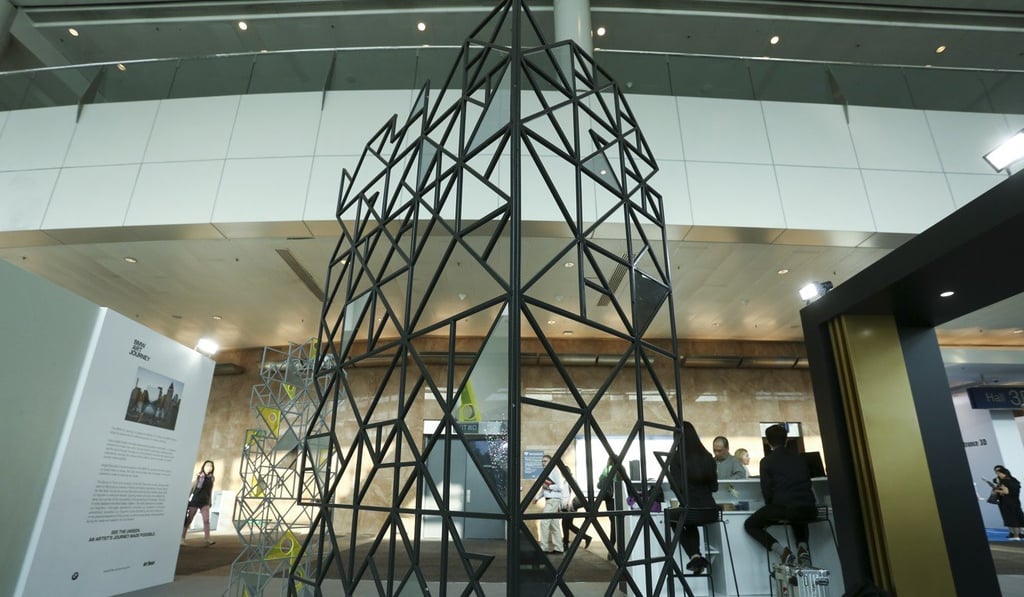 “Stelae I, 2016”, by Reynolds, in the BMW Lounge, at the Hong Kong Convention and Exhibition Centre, Wan Chai, in March. Picture: Jonathan Wong