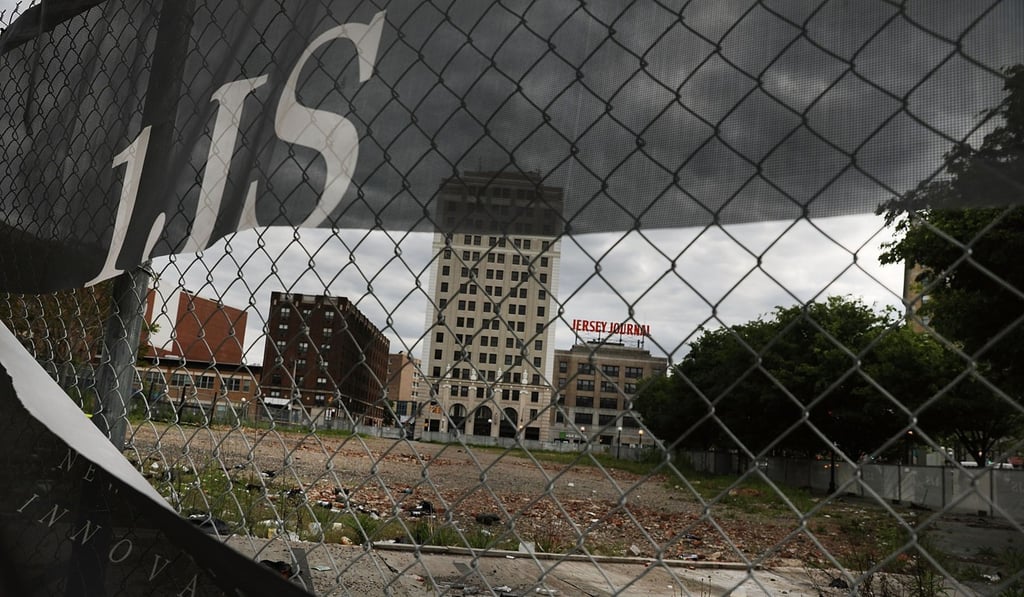 The site of the One Journal Square luxury apartment project stands in Jersey City on May 9 in Jersey City, New Jersey. Photo: AFP