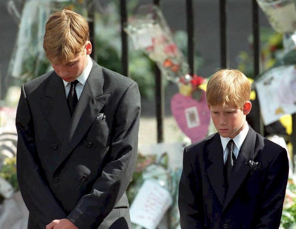 Britain’s Prince Harry (right), then 12, and Prince William bow their heads as the coffin of their mother, Princess Diana, is taken out of Westminster Abbey following her funeral service, on September 6, 1997. Prince Harry opened up recently on his struggles to cope with the loss. Photo: AFP Britain’s Prince Harry (right), then 12, and Prince William bow their heads as the coffin of their mother, Princess Diana, is taken out of Westminster Abbey following her funeral service, on September 6, 1997. Prince Harry opened up recently on his struggles to cope with the loss. Photo: AFP
