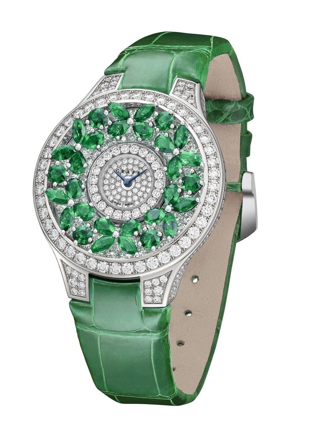 Graff Butterfly Motif watch in reversed emeralds,
