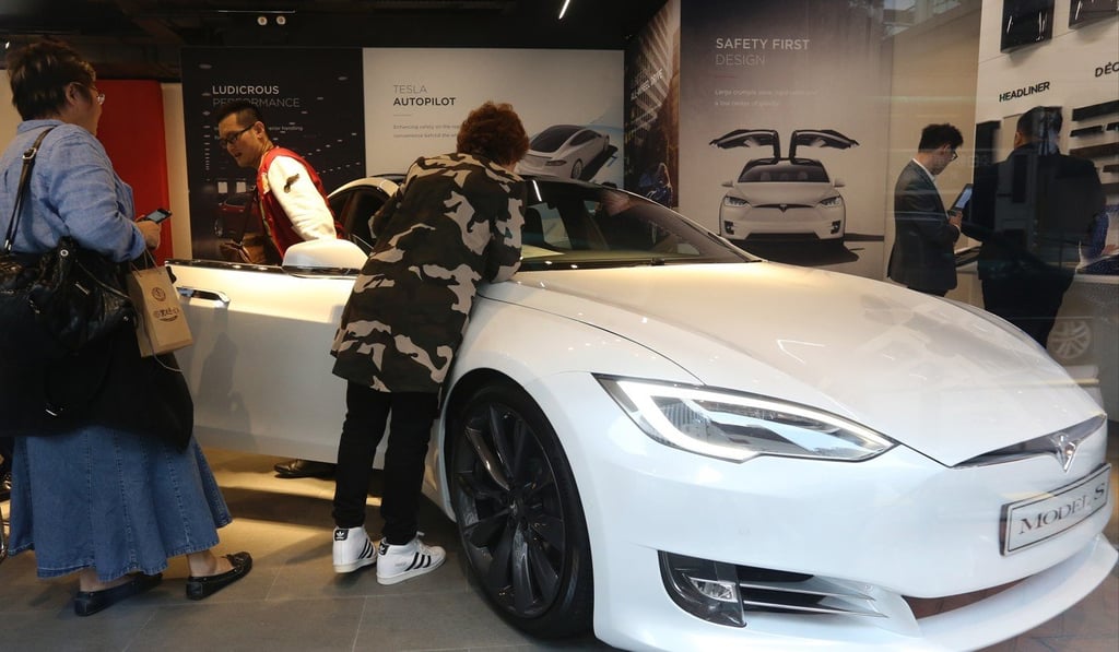 The Tesla showroom in Wan Chai in Hong Kong. Nearly double the number of Chinese buyers said they are considering buying an electric car in a new survey, than buyers in developed countries such as the UK and US. Photo: Dickson Lee