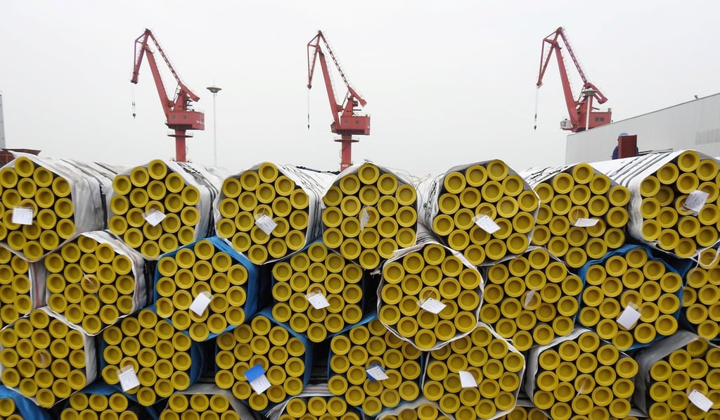 Steel pipes are loaded for export at Lianyungang port, Jiangsu province, China. Some critics see the Belt and Road as a way to unload China’s industrial overcapacity on neighbours. Photo: Reuters