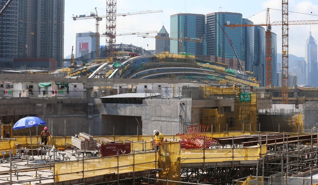 The West Kowloon terminus of the Guangzhou-Shenzhen-Hong Kong Express Rail Link under construction. Photo: K. Y. Cheng