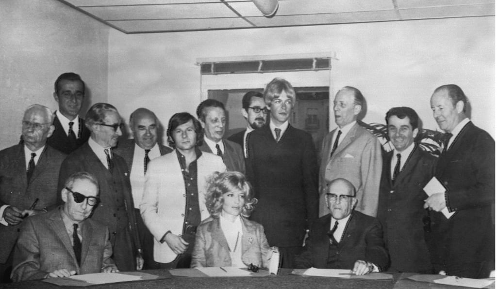 Members of the jury (front row), actress Monica Vitti (C), Andre Chamson (R) and Claude Aveline. (back row), Boris Von Borrezholm, Vemjko Bulajic, Paul Cadeac D'Arbaud, Jean Lescure, a swedish student Jan Nordlander, film director Roman Polanski, Rojdestvenski, Gabriel Axel, Louis Disier, Sadi de Gorter, Serge Roullet, and Vaclav Taborsky posing, during the Cannes International Film Festival in 1968. Photo: AFP Members of the jury (front row), actress Monica Vitti (C), Andre Chamson (R) and Claude Aveline. (back row), Boris Von Borrezholm, Vemjko Bulajic, Paul Cadeac D'Arbaud, Jean Lescure, a swedish student Jan Nordlander, film director Roman Polanski, Rojdestvenski, Gabriel Axel, Louis Disier, Sadi de Gorter, Serge Roullet, and Vaclav Taborsky posing, during the Cannes International Film Festival in 1968. Photo: AFP