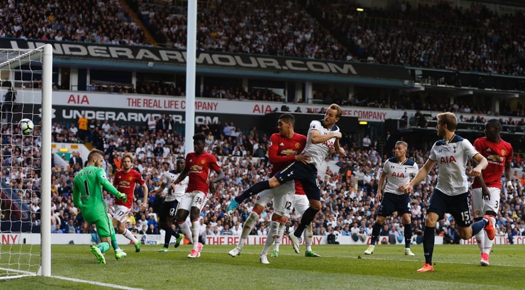 Tottenham striker Harry Kane scores the second goal. Photo: AFP