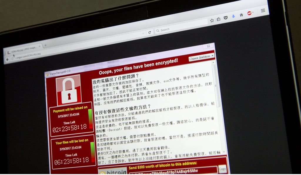 A screenshot of the warning screen from the Wannacry ransomware attack, as captured by a computer user in Taiwan. Photo: AP