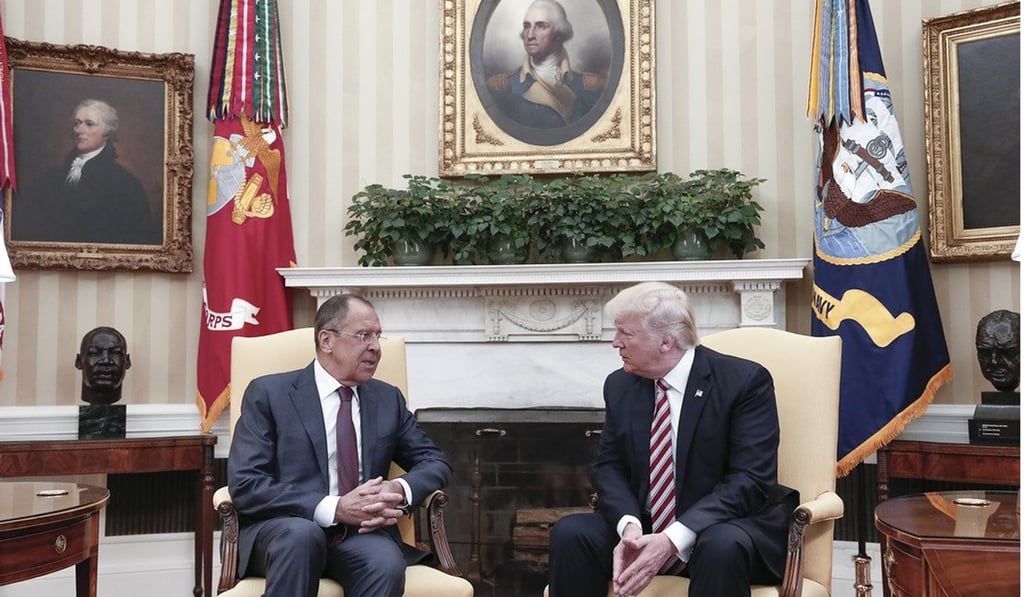 A photo made available by the Russian Foreign Ministry shows US President Donald Trump speaking with Russian Foreign Minister Sergei Lavrov during their meeting in the White House on May 10. Photo: EPA A photo made available by the Russian Foreign Ministry shows US President Donald Trump speaking with Russian Foreign Minister Sergei Lavrov during their meeting in the White House on May 10. Photo: EPA