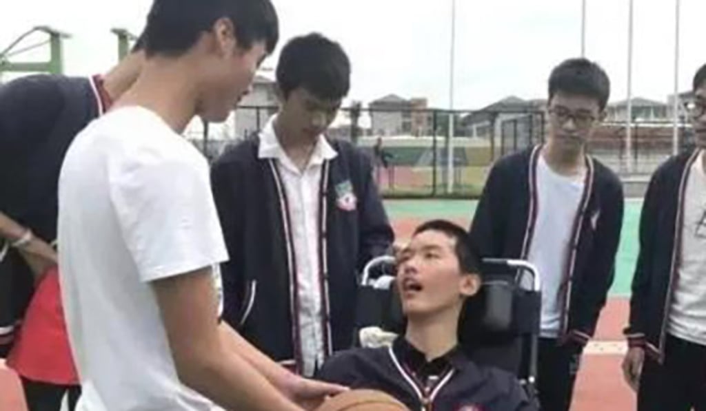 Zhang Haojie, who is recovering from a stroke, has returned to school after spending 15 months in a coma. Photo: Handout