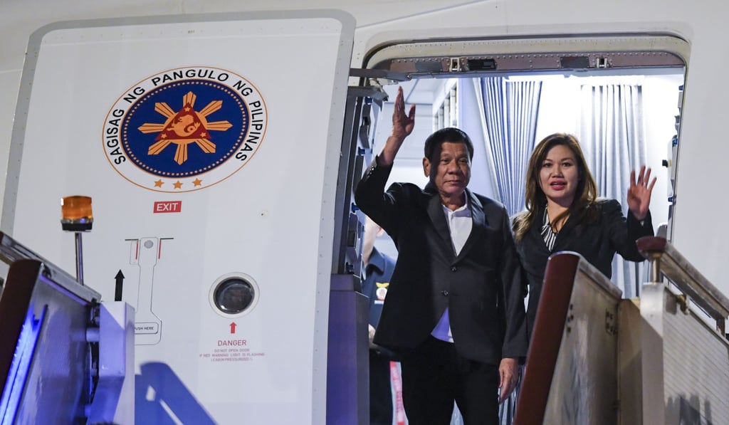 (Philippine President Rodrigo Duterte arrives in Beijing earlier this month. He flies to Russia on Monday to meet his hero, seek arms and steer his nation’s foreign policy course further away from longtime ally the United States. Photo: Xinhua