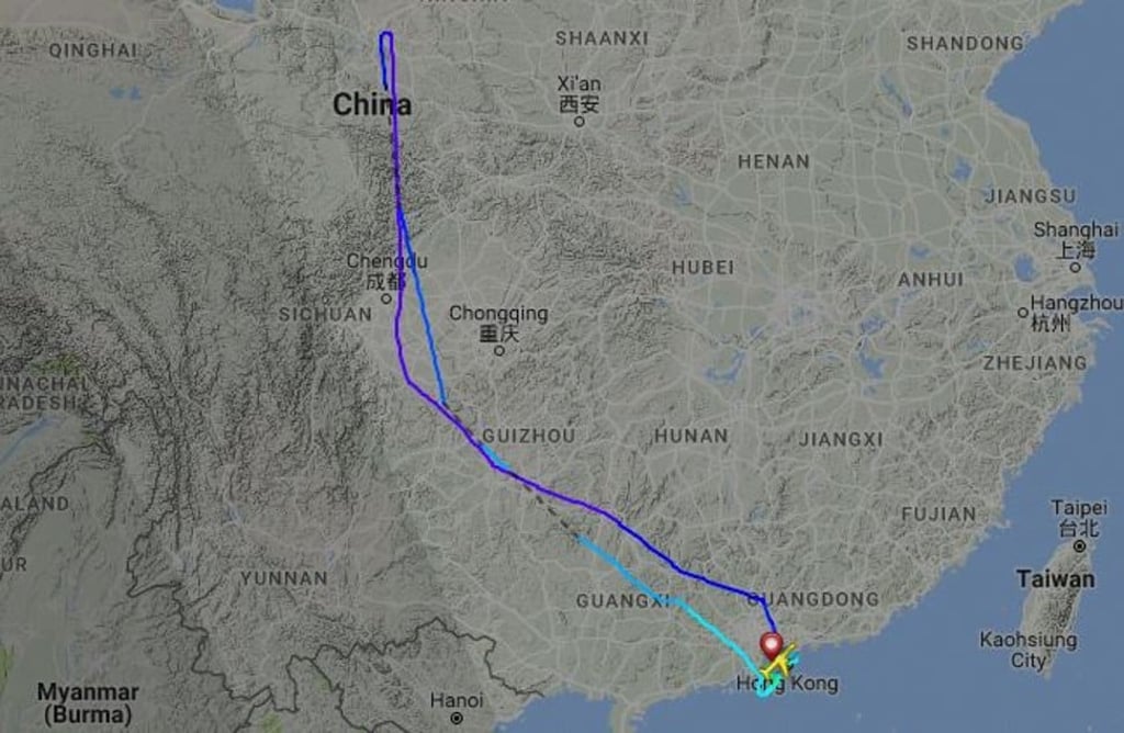 The flight turned back over mainland China. Photo: FlightRadar