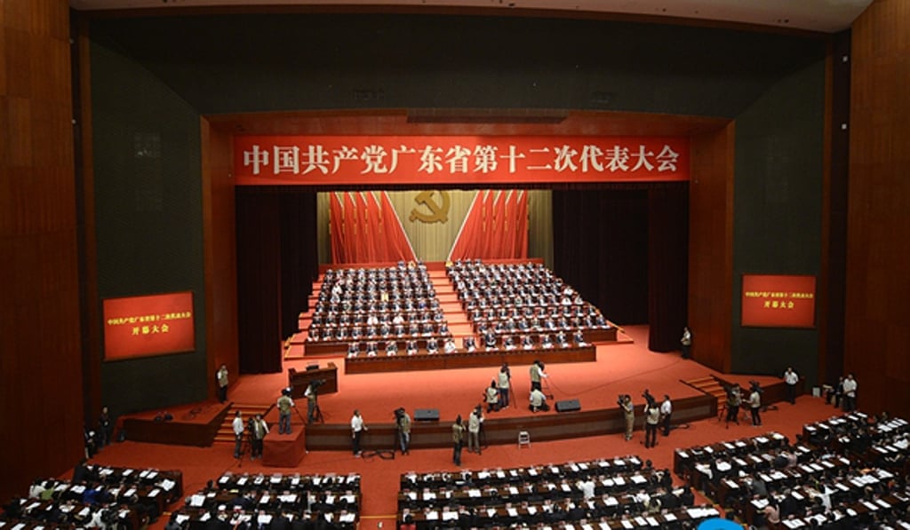 Guangdong provincial Communist Party secretary Hu Chunhua addresses the opening of the provincial party congress on Monday. SCMP Pictures Guangdong provincial Communist Party secretary Hu Chunhua addresses the opening of the provincial party congress on Monday. SCMP Pictures