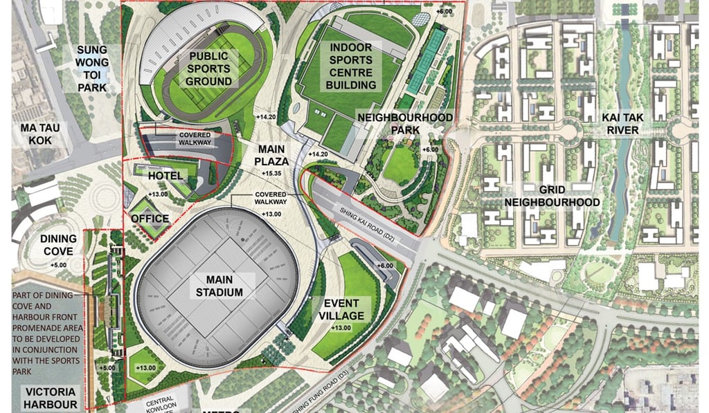 The Kai Tak masterplan. Photo: Home Affairs Bureau / kaitaksportspark.hk