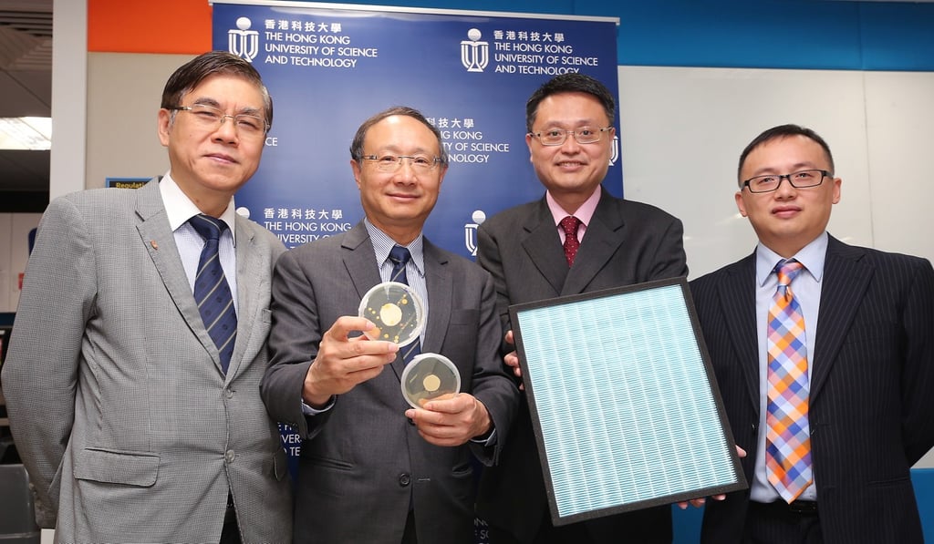 Dr Antony Leung, of the Haven of Hope Holistic Care Centre (left), Professor Joseph Kwan and Prof Yeung King-lun, from HKUST and Prof Yang Zifeng, from the Guangzhou Institute of Respiratory Disease. Photo: Handout