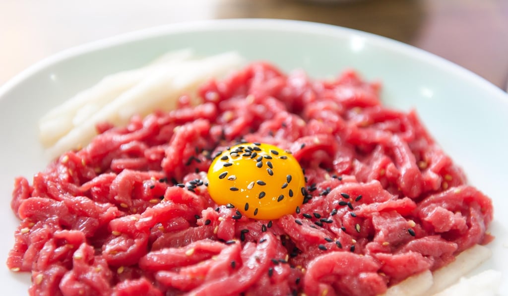 Yukhoe, a raw beef dish in Korean cuisine.