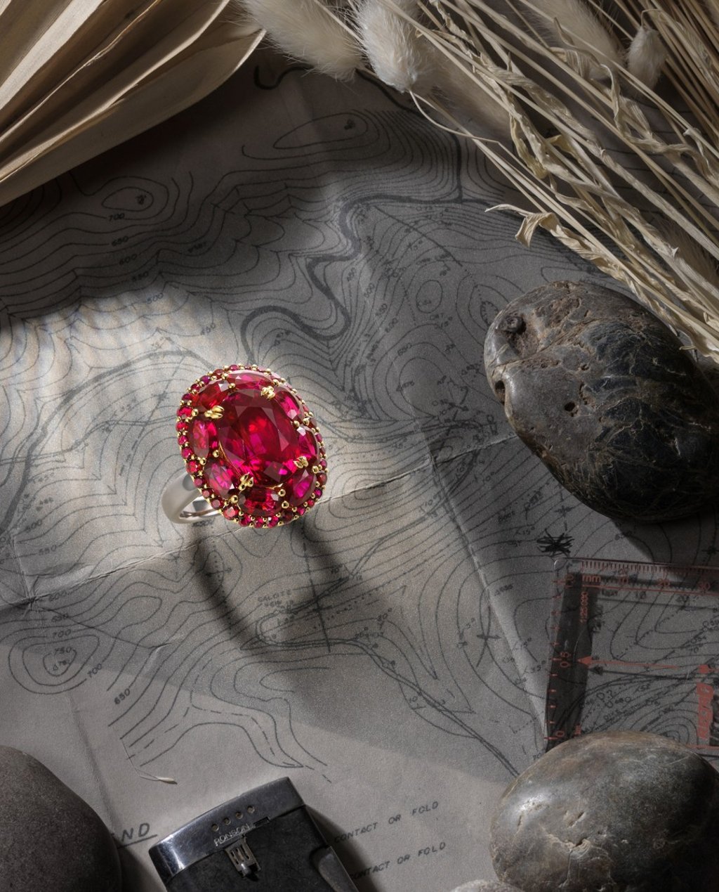 A Burmese ruby ring. one of the highlights of The Jewels of the World collection. The centre stone weighs 6.44cts.