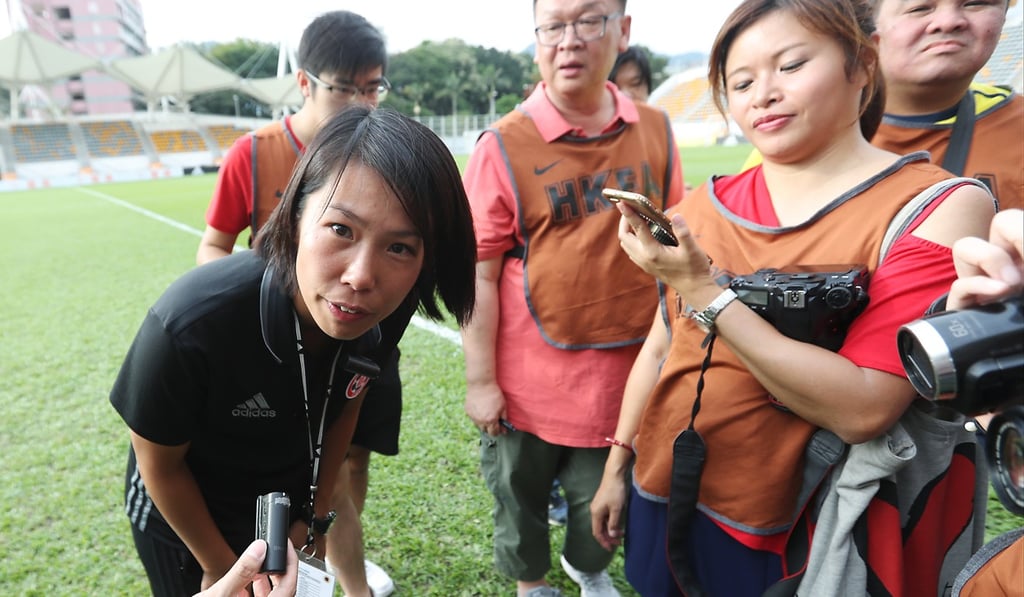Eastern coach Chan Yuen-ting meets the media.