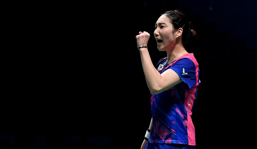 South Korea’s Sung Ji-hyun celebrates during the women’s singles match against China’s He Bingjiao. Photo: Xinhua South Korea’s Sung Ji-hyun celebrates during the women’s singles match against China’s He Bingjiao. Photo: Xinhua
