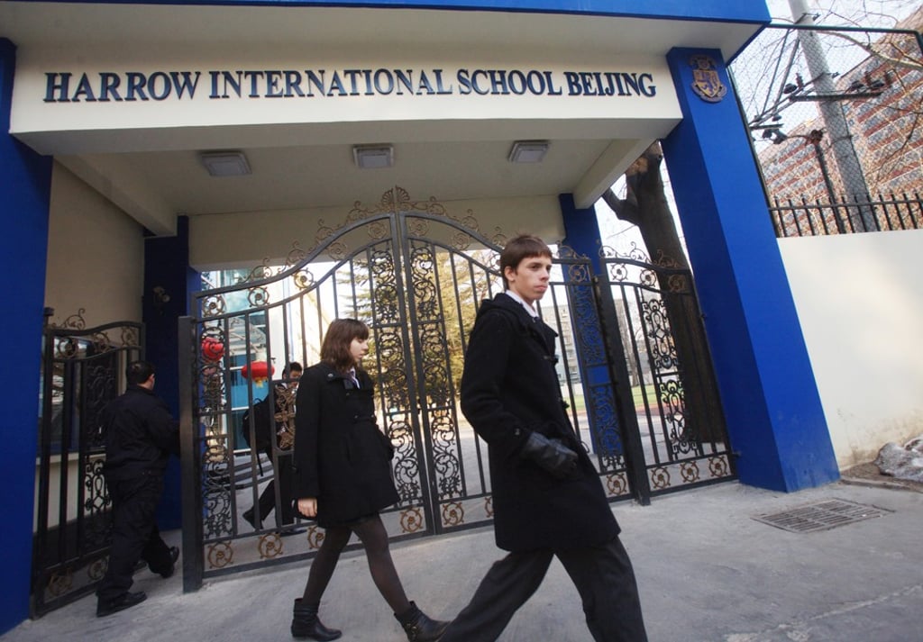 Students leave the Harrow International School Beijing. Photo: Nick Otto