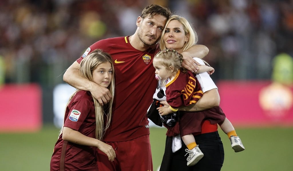 Francesco Totti with his family Isabel (R), Chanel (L) and his wife Ilary. EPA/RICCARDO ANTIMIANI
