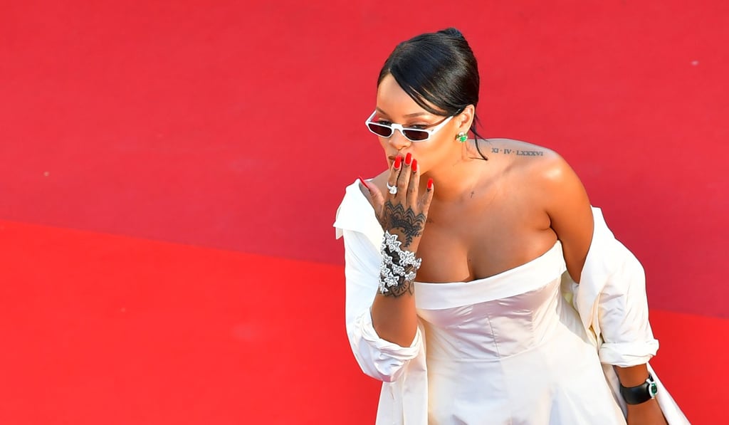 Rihanna arrives at the festival for the screening of the film Okja wearing a vast white Dior number. Photo: AFP Rihanna arrives at the festival for the screening of the film Okja wearing a vast white Dior number. Photo: AFP
