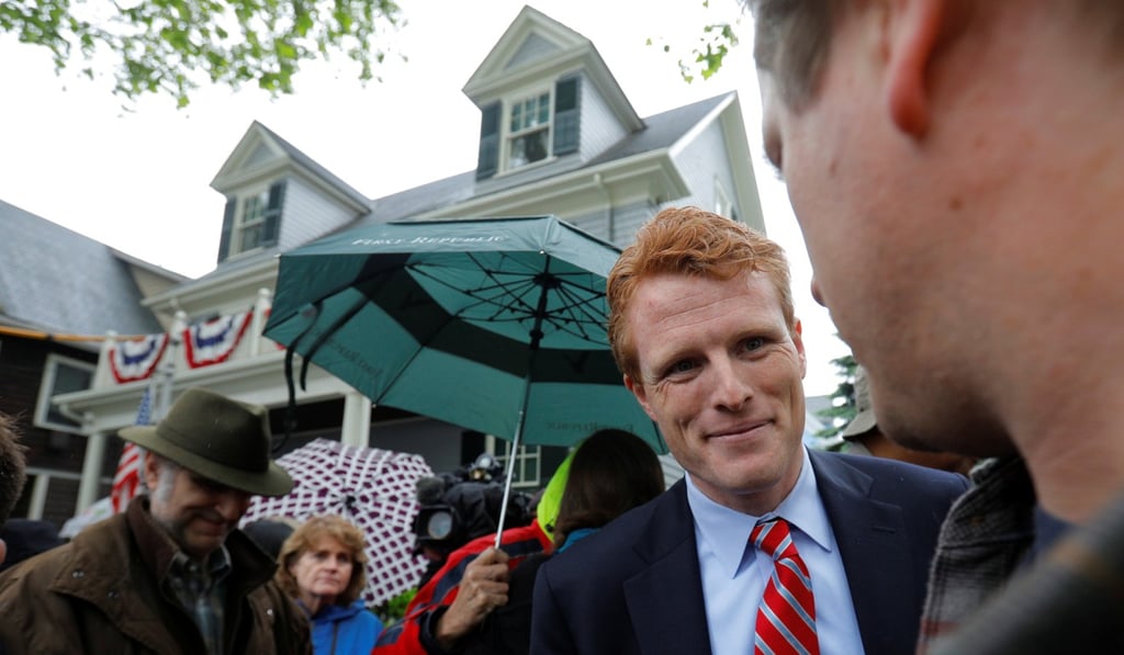 US Congressman Joe Kennedy III greets a well-wisher following ceremonies on the 100th anniversary of the birth of Congressman Kennedy's great-uncle, US President John F Kennedy, outside the home where President Kennedy was born in Brookline, Massachusetts. Photo: Reuters
