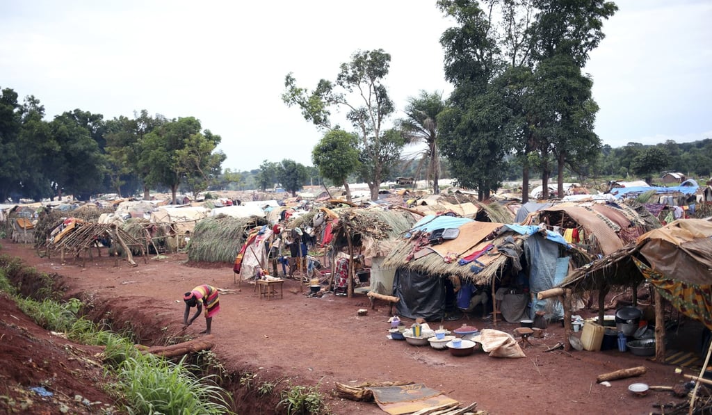 This photo taken Friday May 26 shows a makeshift camp for displaced people outside Bria, Central African Republic.Photo: AP