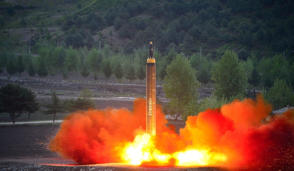 An undated official photo shows the launch of a North Korean missile. Photo; Reuters/handout