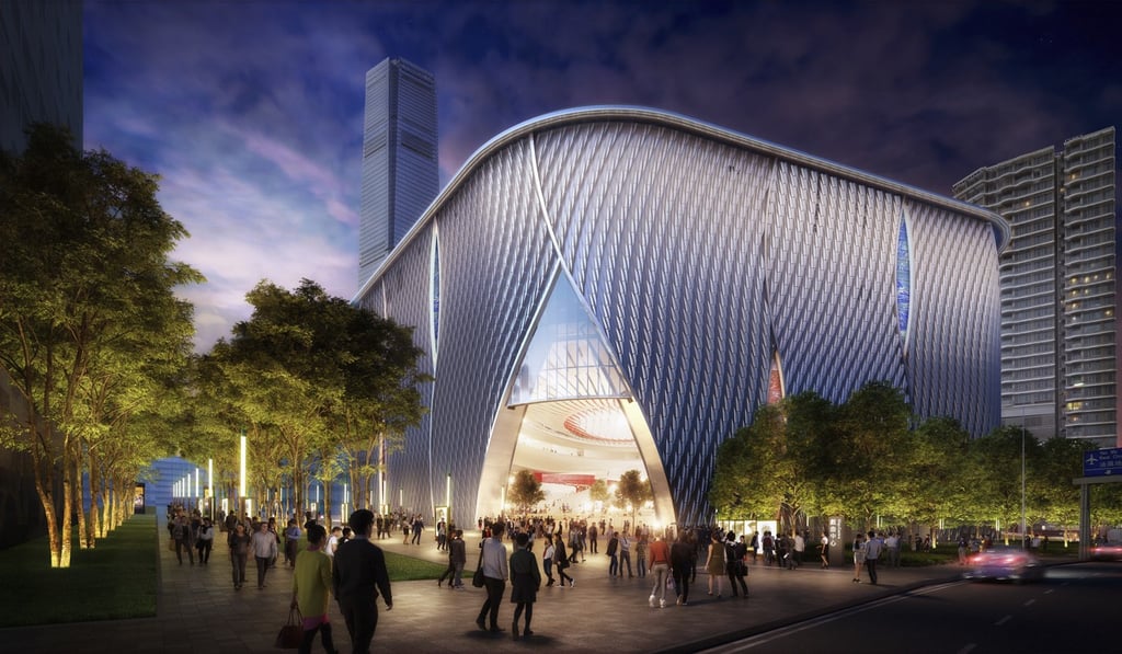 The Xiqu Centre looks grand and curvaceous in this artist’s impression of the design. Photo: Courtesy of BTA & RLP Co Ltd and West Kowloon Cultural District Authority The Xiqu Centre looks grand and curvaceous in this artist’s impression of the design. Photo: Courtesy of BTA & RLP Co Ltd and West Kowloon Cultural District Authority