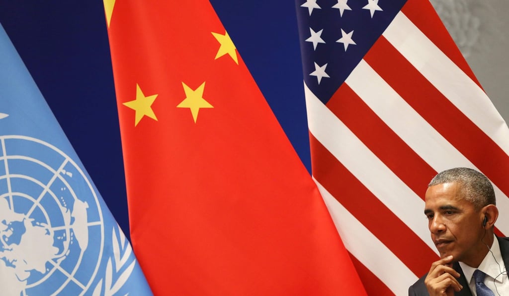 Former US president Barack Obama during a joint ratification of the Paris climate change agreement with China last September 2 in Hangzhou, ahead of a two-day G20 summit. President Donald Trump seems to have a rule of thumb: reverse every decision taken by Obama. Photo: AFP Former US president Barack Obama during a joint ratification of the Paris climate change agreement with China last September 2 in Hangzhou, ahead of a two-day G20 summit. President Donald Trump seems to have a rule of thumb: reverse every decision taken by Obama. Photo: AFP