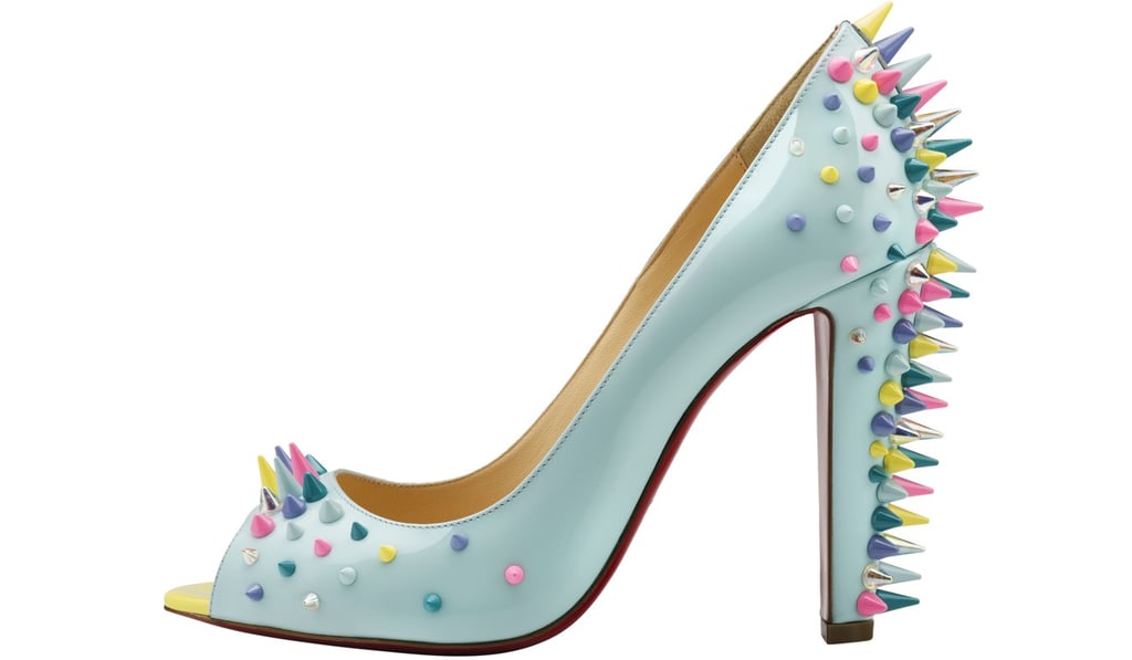 “Ordinary” is not the word for these heels inspired by the rugged spine of a stegosaurus with multicoloured spikes, HK$8,520