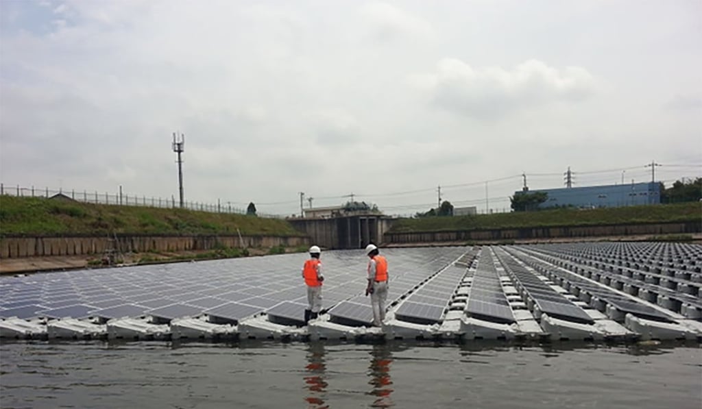 The new floating solar plant was connected to the grid in Huainan, Anhui in May. Photo: Handout