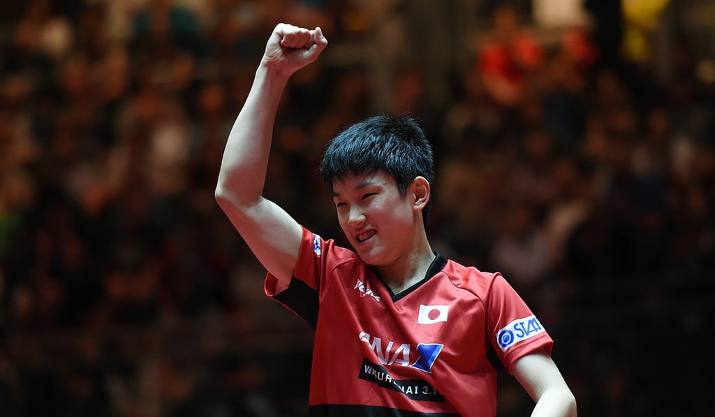 Tomokazu Harimoto of Japan celebrates during the men's singles match against his compatriot Jun Mizutani at the 2017 World Table Tennis Championships in Dusseldorf, Germany. Photo: Xinhua Tomokazu Harimoto of Japan celebrates during the men's singles match against his compatriot Jun Mizutani at the 2017 World Table Tennis Championships in Dusseldorf, Germany. Photo: Xinhua