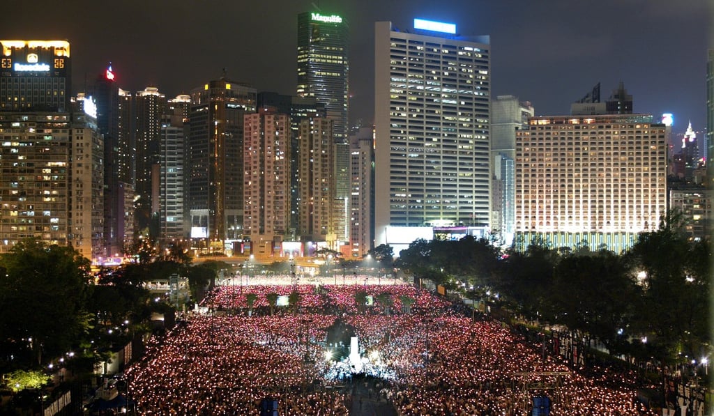 A sea of people attend the June 4 candlelight vigil at Victoria Park in Causeway Bay to mark the 15th anniversary of the crackdown in 2004. Photo: Martin Chan