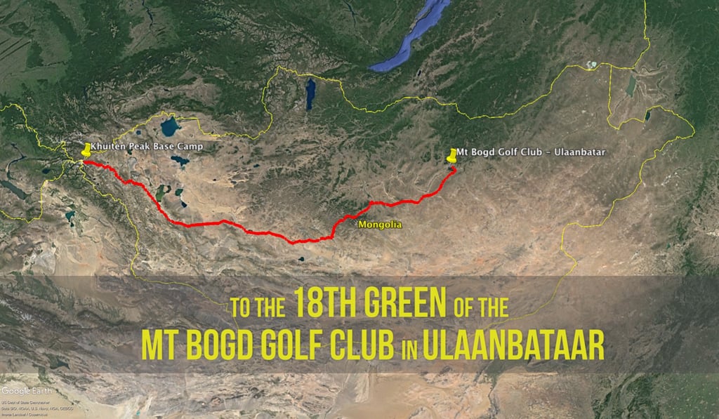 Adam Rolston and Ron Rutland’s route across Mongolia. Photo: The Longest Hole