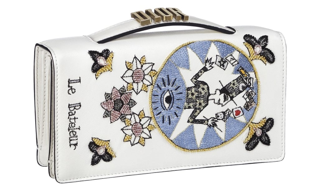 The Magician evening clutch in white lambskin.