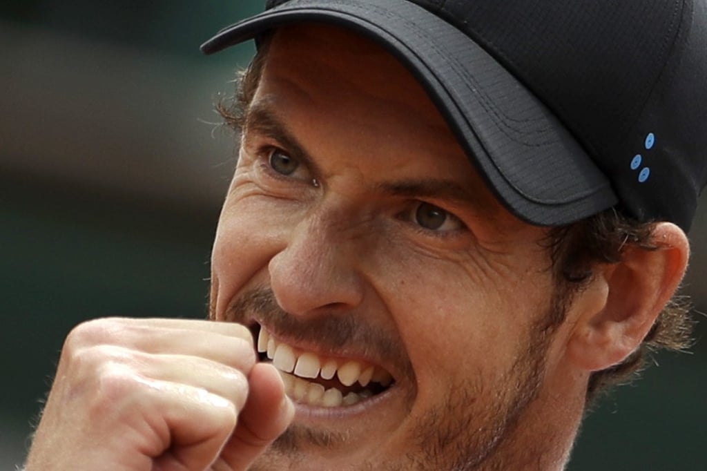 Britain's Andy Murray clenches his fist after scoring a point against Russia Karen Khachanov. Photo: AP