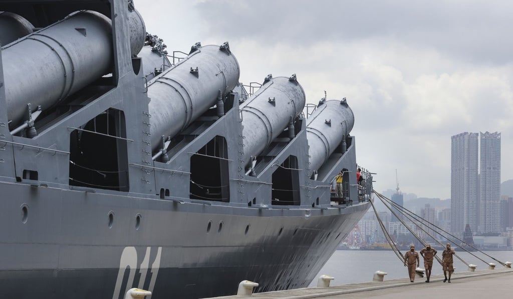 The Russian cruiser Varyag berthed at the Kai Tak Cruise Terminal. Photo: Felix Wong