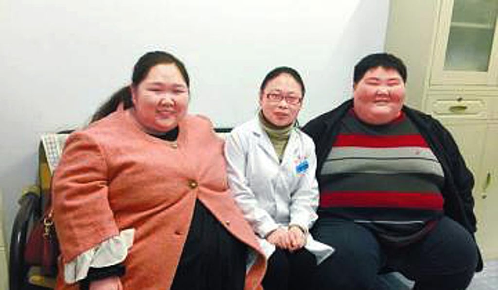 Before: Lin Yue and Deng Yang both weighed about 200kg before they started the weight-loss programme. Photo: Handout Before: Lin Yue and Deng Yang both weighed about 200kg before they started the weight-loss programme. Photo: Handout