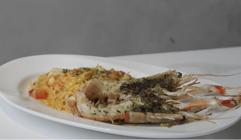 The homemade tagliolini with langoustine, spring onion and tomato confit from Locanda dell’ Angelo. Photo: James Wendlinger