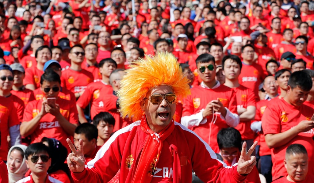 Supporters of China during the Fifa World Cup 2018 qualification match against Iran at the Azadi stadium in Tehran. Photo: EPA