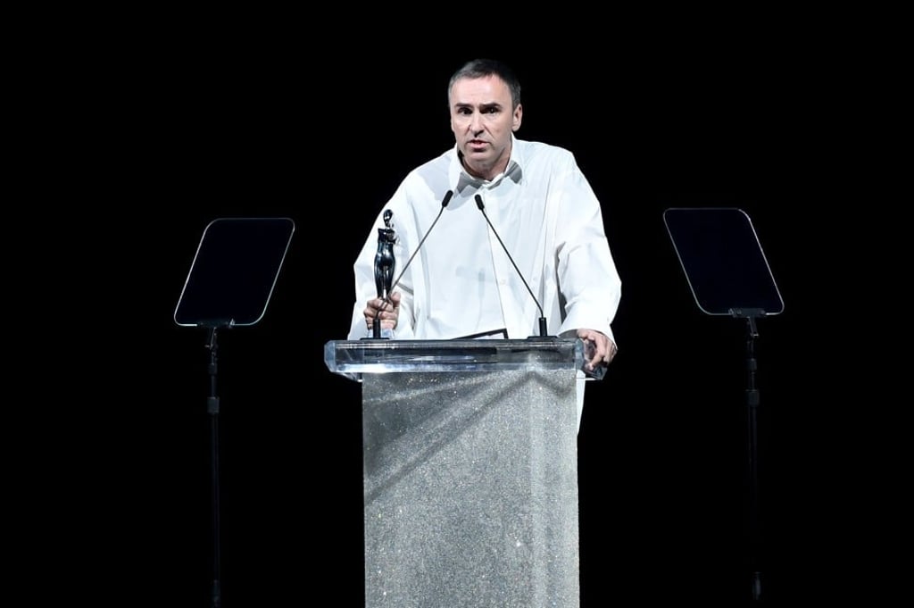 Raf Simons accepts an award onstage during the 2017 CFDA Fashion Awards. Photo: AFP