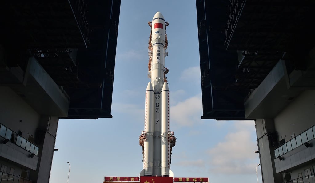 China’s Long March-7 rocket and the Tianzhou-1 cargo spacecraft readying for launch earlier this year. Photo: Reuters