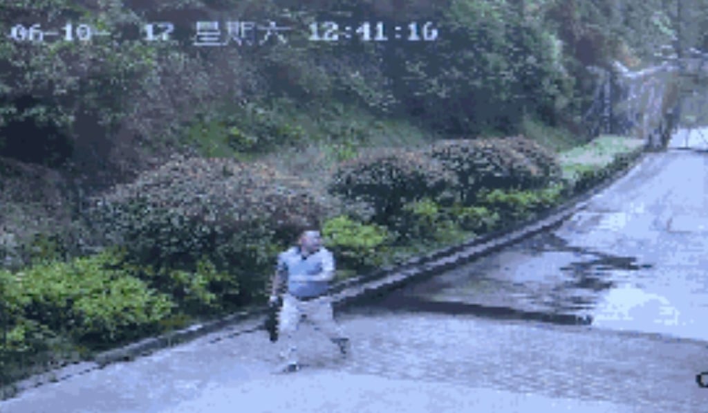 One of the three is seen moving away from the tiger enclosure in a closed-circuit TV image. Photo: Handout