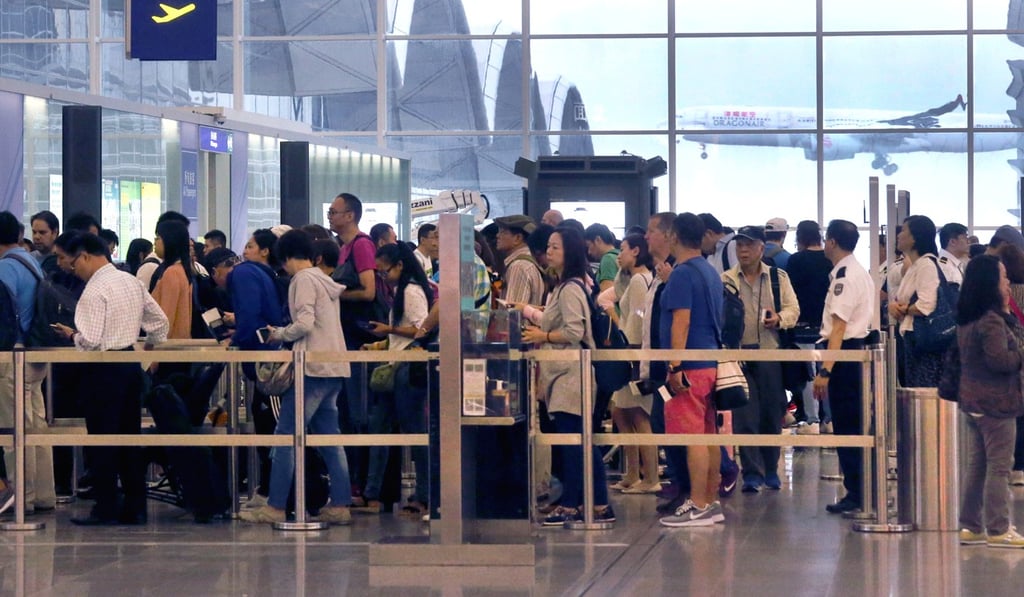 In total, 44 flights were cancelled and 350 delayed. Photo: K. Y. Cheng In total, 44 flights were cancelled and 350 delayed. Photo: K. Y. Cheng